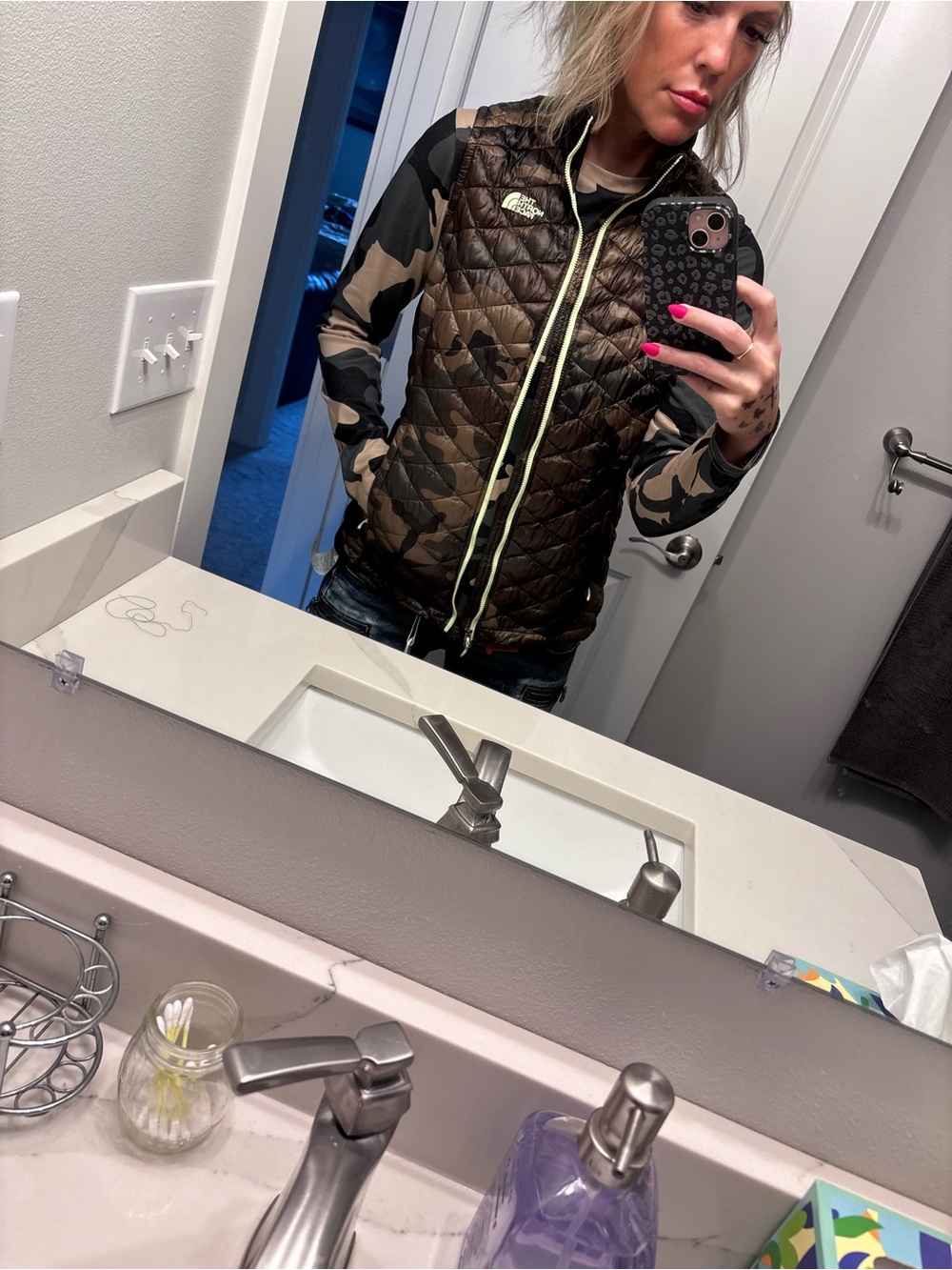 The North Face Quilted Camo Vest - Olive/Brown